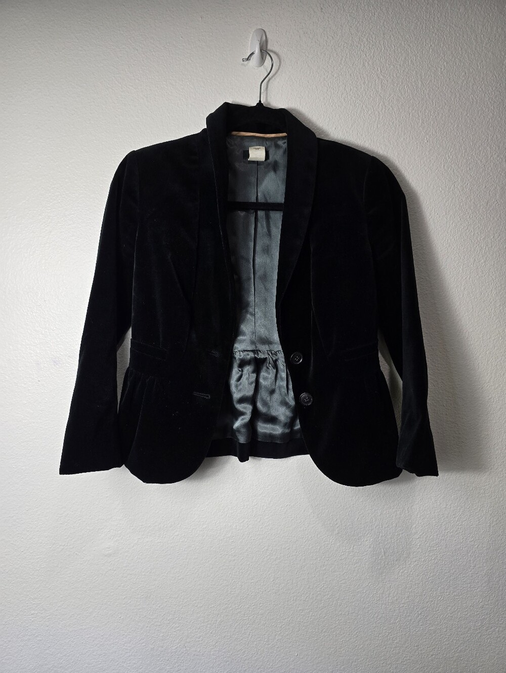 J. Crew Black Velvet Tailored Blazer